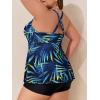 imageSummer Mae Women Plus Size Two Piece Tankini Swimsuits Flowy Bathing Suits Tummy Control Swimwear with ShortsGreen Leaves