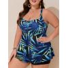 imageSummer Mae Women Plus Size Two Piece Tankini Swimsuits Flowy Bathing Suits Tummy Control Swimwear with ShortsGreen Leaves