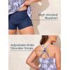 imageSummer Mae Women Plus Size Two Piece Tankini Swimsuits Flowy Bathing Suits Tummy Control Swimwear with ShortsLight Blue Leaves