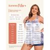 imageSummer Mae Women Plus Size Two Piece Tankini Swimsuits Flowy Bathing Suits Tummy Control Swimwear with ShortsLight Blue Leaves