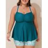 imageSummer Mae Women Plus Size Two Piece Tankini Swimsuits Flowy Bathing Suits Tummy Control Swimwear with ShortsOcean Blue