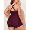 imageSummer Mae Women Plus Size Two Piece Tankini Swimsuits Flowy Bathing Suits Tummy Control Swimwear with ShortsPlum