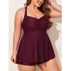 imageSummer Mae Women Plus Size Two Piece Tankini Swimsuits Flowy Bathing Suits Tummy Control Swimwear with ShortsPlum