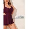imageSummer Mae Women Plus Size Two Piece Tankini Swimsuits Flowy Bathing Suits Tummy Control Swimwear with ShortsPlum