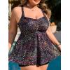imageSummer Mae Women Plus Size Two Piece Tankini Swimsuits Flowy Bathing Suits Tummy Control Swimwear with ShortsStar Whole Sky