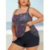 imageSummer Mae Women Plus Size Two Piece Tankini Swimsuits Flowy Bathing Suits Tummy Control Swimwear with ShortsStar Whole Sky