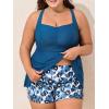 imageSummer Mae Women Plus Size Two Piece Tankini Swimsuits Flowy Bathing Suits Tummy Control Swimwear with ShortsWatercolor Blue Leopard