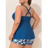 imageSummer Mae Women Plus Size Two Piece Tankini Swimsuits Flowy Bathing Suits Tummy Control Swimwear with ShortsWatercolor Blue Leopard