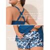 imageSummer Mae Women Plus Size Two Piece Tankini Swimsuits Flowy Bathing Suits Tummy Control Swimwear with ShortsWatercolor Blue Leopard