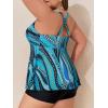 imageSummer Mae Women Plus Size Two Piece Tankini Swimsuits Flowy Bathing Suits Tummy Control Swimwear with ShortsWatercolor Flowing Water
