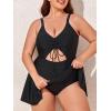 imageSummer Mae Womens Plus Size One Piece Swim Dress Floral Cutout Swimsuits VNeck Bathing Suit with SkirtBlack
