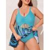 imageSummer Mae Womens Plus Size One Piece Swim Dress Floral Cutout Swimsuits VNeck Bathing Suit with SkirtFlowing Ripples