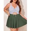 imageSummer Mae Womens Plus Size One Piece Swim Dress Floral Cutout Swimsuits VNeck Bathing Suit with SkirtGrid