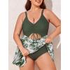 imageSummer Mae Womens Plus Size One Piece Swim Dress Floral Cutout Swimsuits VNeck Bathing Suit with SkirtLeaf Waltz