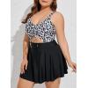 imageSummer Mae Womens Plus Size One Piece Swim Dress Floral Cutout Swimsuits VNeck Bathing Suit with SkirtLeopardmonochrome