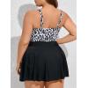 imageSummer Mae Womens Plus Size One Piece Swim Dress Floral Cutout Swimsuits VNeck Bathing Suit with SkirtLeopardmonochrome