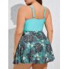imageSummer Mae Womens Plus Size One Piece Swim Dress Floral Cutout Swimsuits VNeck Bathing Suit with SkirtUmbral Leaf Conopy
