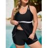 imageSummer Mae Womens Plus Size Tankini Cutout Two Piece SwimsuitColor Block Flowy Tummy Control 2025 Bathing Suits with ShortsBlack