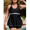 imageSummer Mae Womens Plus Size Tankini Cutout Two Piece SwimsuitColor Block Flowy Tummy Control 2025 Bathing Suits with ShortsBlack