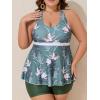 imageSummer Mae Womens Plus Size Tankini Cutout Two Piece SwimsuitColor Block Flowy Tummy Control 2025 Bathing Suits with ShortsCluster of Lily Fragrance
