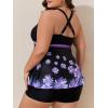 imageSummer Mae Womens Plus Size Tankini Cutout Two Piece SwimsuitColor Block Flowy Tummy Control 2025 Bathing Suits with ShortsPurple Snowflakes