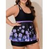 imageSummer Mae Womens Plus Size Tankini Cutout Two Piece SwimsuitColor Block Flowy Tummy Control 2025 Bathing Suits with ShortsPurple Snowflakes