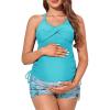 imageMiYang Maternity Tankini Swimsuit Criss Cross Back Bathing Suit Ruched Tie Side Pregnancy Swimwear Two PieceBlue Floral