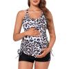 imageMiYang Maternity Tankini Swimsuit Criss Cross Back Bathing Suit Ruched Tie Side Pregnancy Swimwear Two PieceLeopard