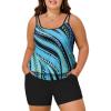 imageSummer Mae Blouson Plus Size Womens Tankini Swimsuits Tummy Control Modest 2025 Two Piece with Sporty Pockets Bathing SuitsBlue Pearl