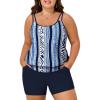 imageSummer Mae Blouson Plus Size Womens Tankini Swimsuits Tummy Control Modest 2025 Two Piece with Sporty Pockets Bathing SuitsBlue Vertical