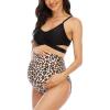imageSummer Mae Maternity Criss Cross Bikini Swimsuits High Waist String Floral Bathing Suit Two Piece Pregnancy SwimwearBlack Leopard