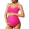 imageSummer Mae Maternity Criss Cross Bikini Swimsuits High Waist String Floral Bathing Suit Two Piece Pregnancy SwimwearPink