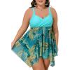 imageSummer Mae Plus Size Swimsuit for Women Two Piece Bathing Suit with Boyshorts Modest Swimdress Flowy Tankini Mesh SkirtEarly Autumn