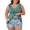 imageSummer Mae Ribbed Plus Size Tankini Swimsuits for Women Ruffle Two Piece Bathing Suit with Boyshorts 2025 SwimwearFragrant Flower Story