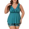 imageSummer Mae Ribbed Plus Size Tankini Swimsuits for Women Ruffle Two Piece Bathing Suit with Boyshorts 2025 SwimwearSummer Rainforest