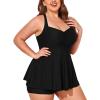 imageSummer Mae Women Plus Size Two Piece Tankini Swimsuits Flowy Bathing Suits Tummy Control Swimwear with ShortsBlack