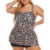 imageSummer Mae Women Plus Size Two Piece Tankini Swimsuits Flowy Bathing Suits Tummy Control Swimwear with ShortsDark Leopard