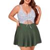 imageSummer Mae Womens Plus Size One Piece Swim Dress Floral Cutout Swimsuits VNeck Bathing Suit with SkirtGrid