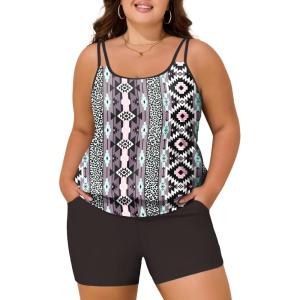 imageSummer Mae Blouson Plus Size Womens Tankini Swimsuits Tummy Control Modest 2025 Two Piece with Sporty Pockets Bathing SuitsBohemia