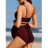 imageSummer Mae Maternity Criss Cross Bikini Swimsuits High Waist String Floral Bathing Suit Two Piece Pregnancy SwimwearWine Red