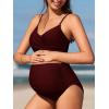 imageSummer Mae Maternity Criss Cross Bikini Swimsuits High Waist String Floral Bathing Suit Two Piece Pregnancy SwimwearWine Red