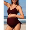 imageSummer Mae Maternity Criss Cross Bikini Swimsuits High Waist String Floral Bathing Suit Two Piece Pregnancy SwimwearWine Red