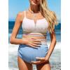 imageSummer Mae Maternity High Waisted Bikini Swimsuit TwoPiece VWire Bathing Suit Color Block Pregnancy SwimwearBlue
