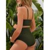 imageSummer Mae Maternity Ribbed High Waist Swimsuit Crop Top Bikini Bathing Suit High Cut Two Piece Pregnancy SwimwearArmy Green