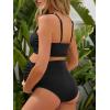 imageSummer Mae Maternity Ribbed High Waist Swimsuit Crop Top Bikini Bathing Suit High Cut Two Piece Pregnancy SwimwearBlack