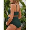 imageSummer Mae Maternity Ribbed High Waist Swimsuit Crop Top Bikini Bathing Suit High Cut Two Piece Pregnancy SwimwearDeep Green