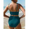 imageSummer Mae Maternity Ribbed High Waist Swimsuit Crop Top Bikini Bathing Suit High Cut Two Piece Pregnancy SwimwearLagoon