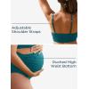 imageSummer Mae Maternity Ribbed High Waist Swimsuit Crop Top Bikini Bathing Suit High Cut Two Piece Pregnancy SwimwearLagoon