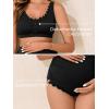 imageSummer Mae Maternity Ribbed High Waist Swimsuit Crop Top Bikini Bathing Suit High Cut Two Piece Pregnancy SwimwearScalloped Black