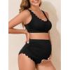 imageSummer Mae Maternity Ribbed High Waist Swimsuit Crop Top Bikini Bathing Suit High Cut Two Piece Pregnancy SwimwearScalloped Black